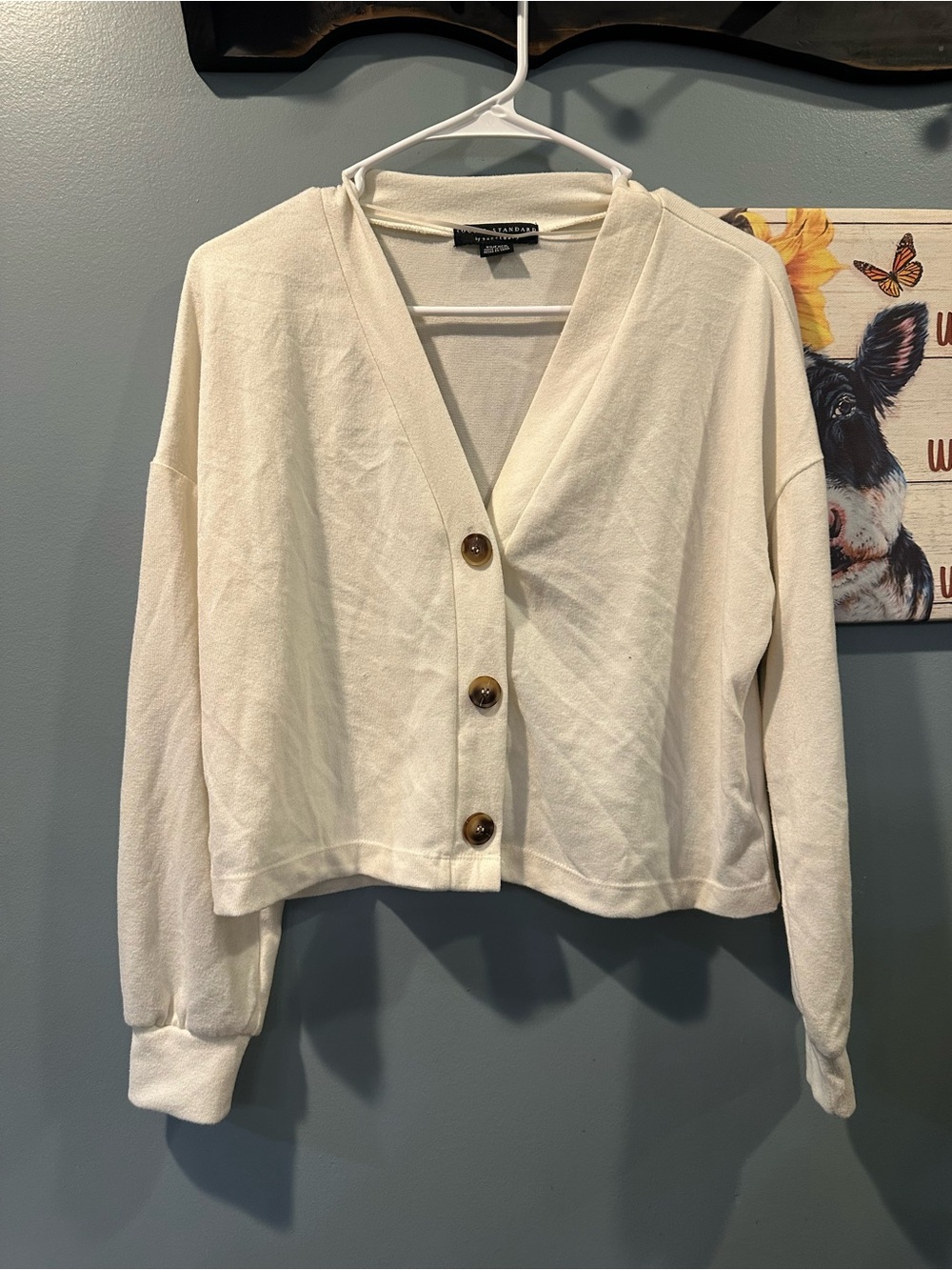 Sanctuary Cream Knit Top with V-Neck